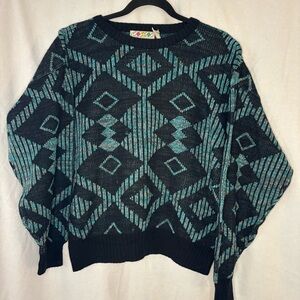 Pacific Coast Highway 80s Vintage Men’s Sweater Geometric Design. Sz M READ INFO